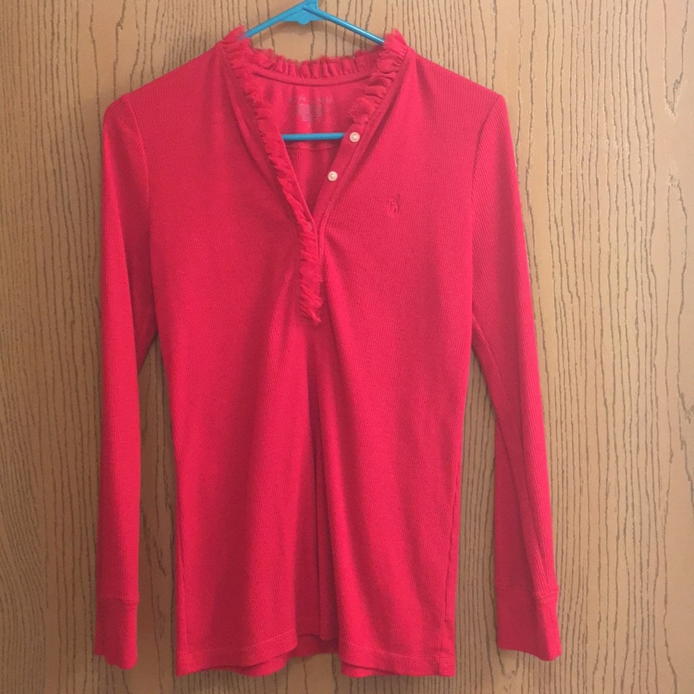 Red Ralph Lauren Thermal long sleeve shirt.